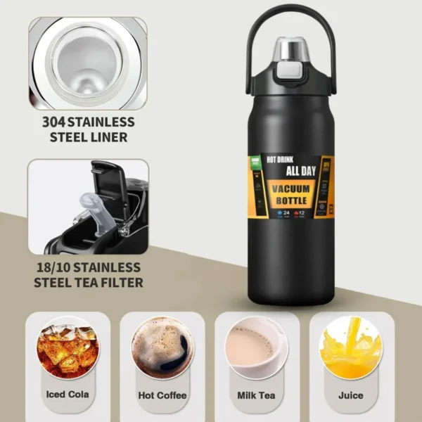 Portable Thermos with Straw Outdoor Sport 304 Stainless Steel Thermal Mug Tumbler Travel Outdoor Vacuum Flasks Hot Water Bottle - Image 4