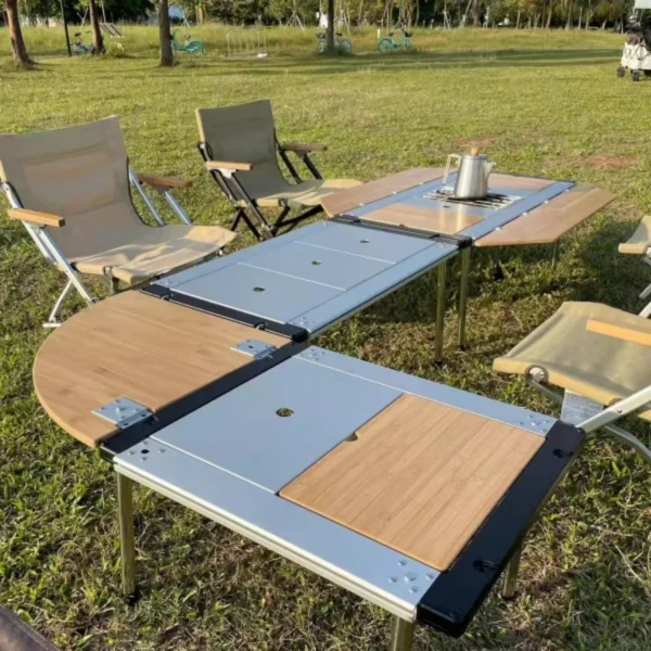 Tryhomy IGT Table Bamboo Extension Plate Camping Table 2/3/4 Unit Side Board Table Top IGT Corner Board Outdoor Kitchen System - Image 3