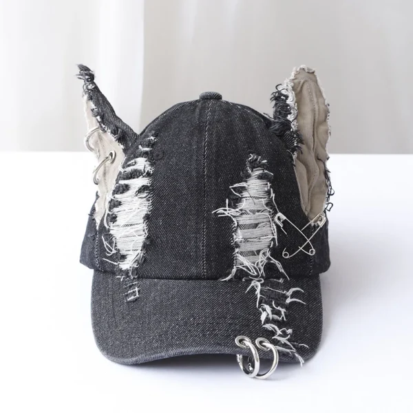 NEW y2k Hot Girl Graffiti Jeans Rabbit Ears Cowboy Baseball Hat Wash Graffiti Hip Hop Cap Women Men Party Team Baseball Cap - Image 3