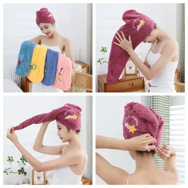 1pc Quickly Dry Hair Hat Super Absorbent Soft Bathroom Women Head Towels Girls Cute Hair Towel Hair Dry Wrap Bonnets - Image 3