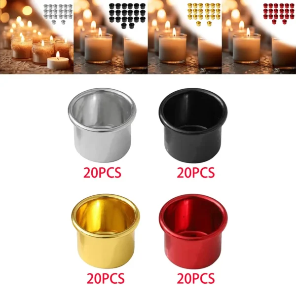 20 Pieces Metal Candlestick Ornament Desktop Candle Making Candle Cup for Living Room Halloween Birthday Dinner Festival - Image 4