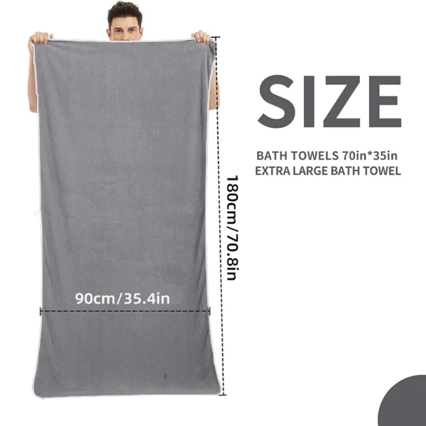 Oversize Microfiber Grey Bath Towel 35" x 70" Bath Towels for Shower Pool Beach Super Absorbent Soft Quick Dry Large Size - Image 2