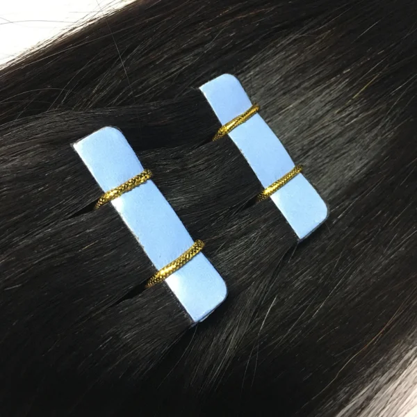 Straight Tape In Human Hair Extensions Natural Hair Extensions 1B 100% Remy Skin Weft  Adhesive Glue On For Salon High Quality - Image 3