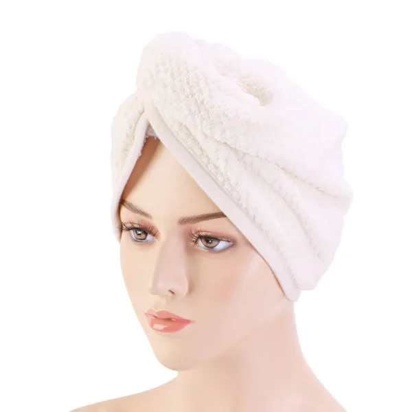 Hair Dry Turban Towel Wraps Solid Color Dry Hair Cap Quick Drying Towel Unisex Soft Bath Head Wraps - Image 3