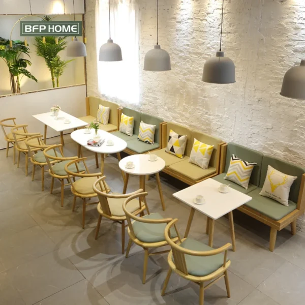 BFP Home Customized Wholesale Nordic Style Dining Table And Chairs Sets Cafe Restaurant Furniture Commercial Furniture Use - Image 2