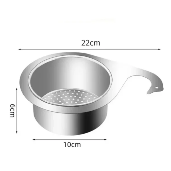 Space Saving Stainless Steel Strainer Basket Kitchen Sink Garbage Filter Swan Dry and Wet Separation Hook Drain Rack - Image 6