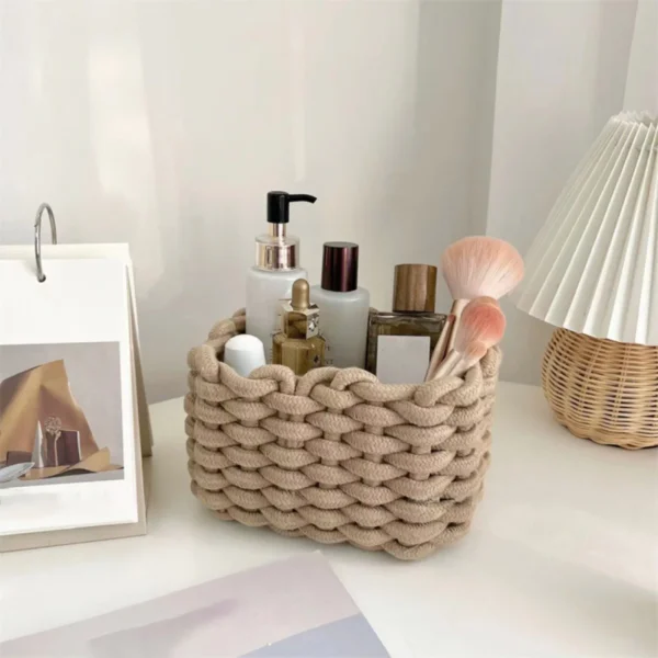 Rustic Retro Desktop Storage Basket Makeup Brush Desktop Sundries Organizer for Home Bathroom Accessories