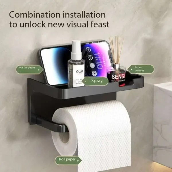 Toilet Paper Holder Plastic Storage Rack Kitchen Towel Placement Of Seasoning Bottles Bathroom Wall Roll Of P - Image 2