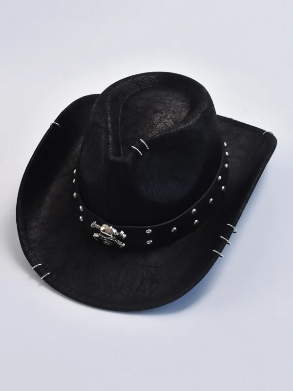 Faux Leather Vintage Western Cowboy Hat For Men Gentleman Jazz Hats Panama Cowgirl Hat Sombrero Hombre - Image 3