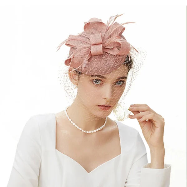 Fascinator Pillox Hat Bridal Wedding Veil Fascinator Mesh Lace Headband Tea Party Feather Fascinator Hats for Women - Image 6