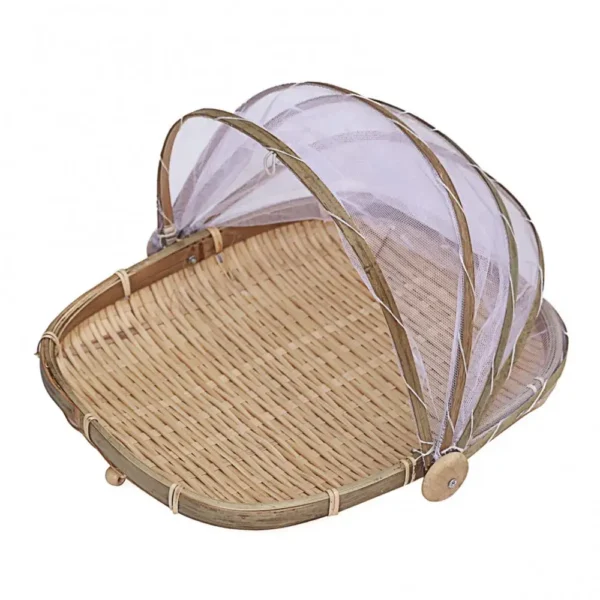 Bamboo Woven Mesh Storage Basket Cover Tent Food Fruit Anti Flies Insect Net - Image 5