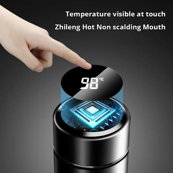 1pc 500ml Black Stainless Steel Creative Smart Thermos BottleTemperature Display Thermal Mug Male Female Portable Business Gift - Image 4