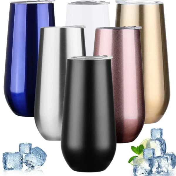 6oz Stainless Steel Thermos Champagne Tumbler Cup With Lids Wine Glass Beer Cup Wedding Party Festival Mug Gift