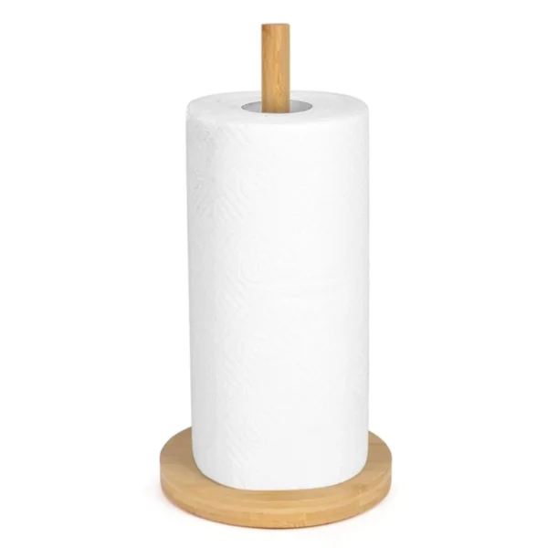 Kitchen Wooden Roll Paper Towel Holder Bathroom Tissue Vertical Stand Disposable Paper Pot Kitchen Toilet Storage Accessories - Image 2