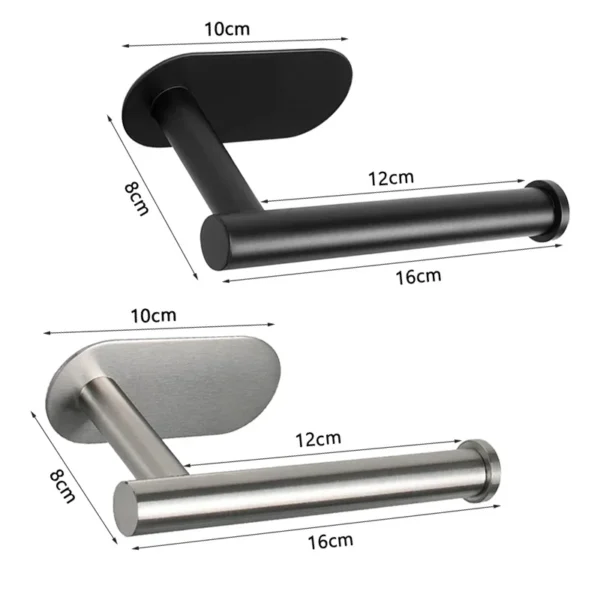 No Punching Wall Mounted Toilet Paper Holder Rustproof Anticorrosion Stainless Steel Bathroom Kitchen Roll Paper Toilet Holder - Image 2