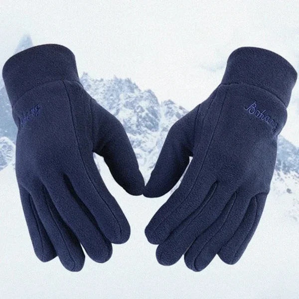 Thicken Fleece Gloves for Men Women Winter Warm Thermal Full Finger Glove Outddor Windproof Running Skiing Cycling Mittens - Image 2