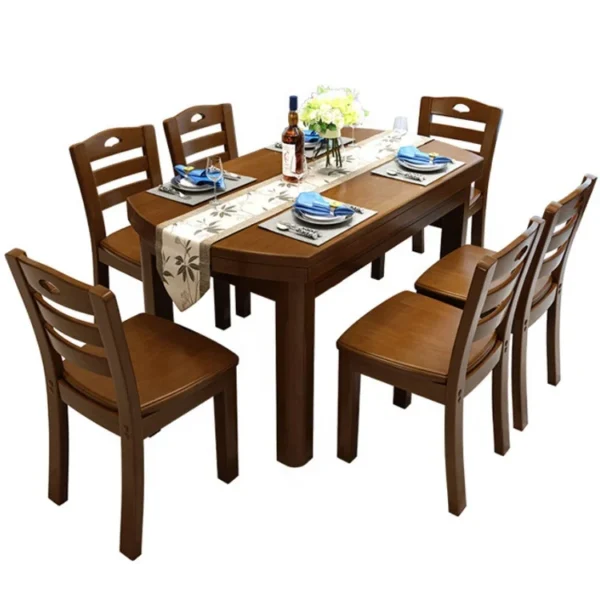 Economic Round Wooden Dining Tables Expandable Used Restaurant Dining Table And Chair Set - Image 2