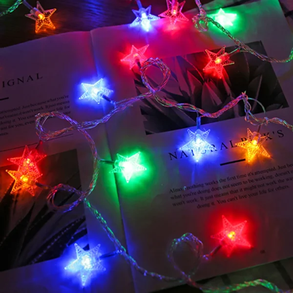 LED String Lights Outdoor Star Chain Lights Garland Lights Bulb Fairy Lights Party Home Wedding Garden Christmas Decor - Image 4