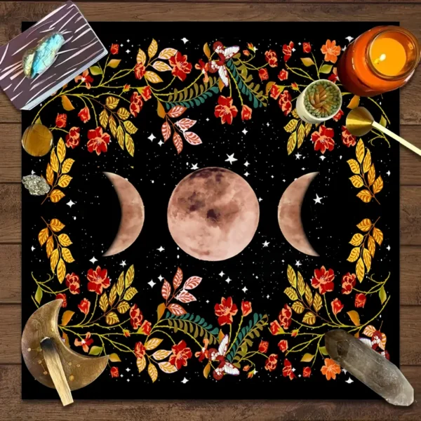 1PC Moonlight Flower Tarot Card Table Cloth, Altar Card Mat, Witchcraft Astrology Supplies Decorative Card Mat - Image 4