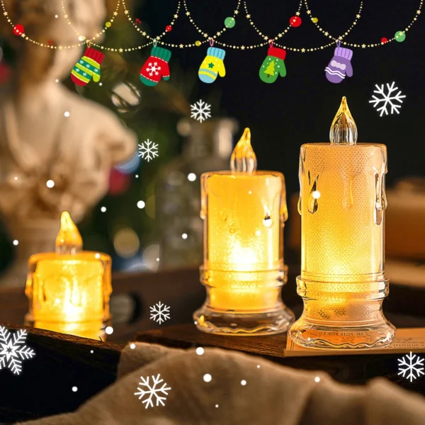 Christmas Ornaments 2025 Christmas Decoration Retro Glowing Candle Holder New Year 2025 Decorative Props Navidad Lamp Supplies