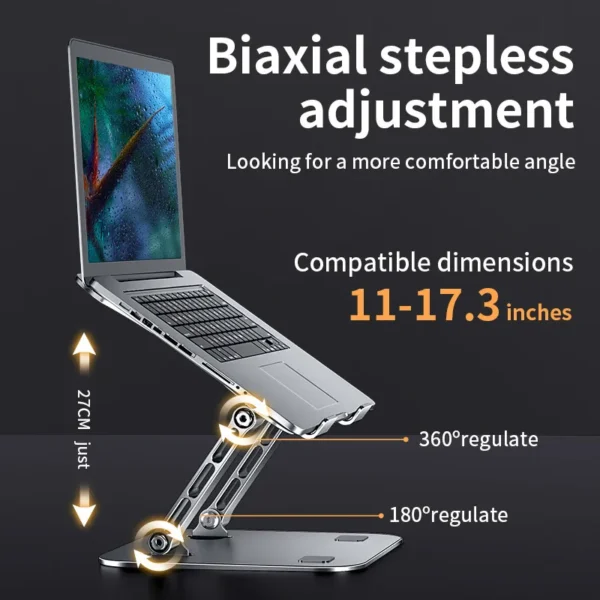 Phone Tablet Stand Adjustable Aluminum Alloy laptop Tablet up to 17 "Laptop Portable Folding stand Cooling stand support - Image 2