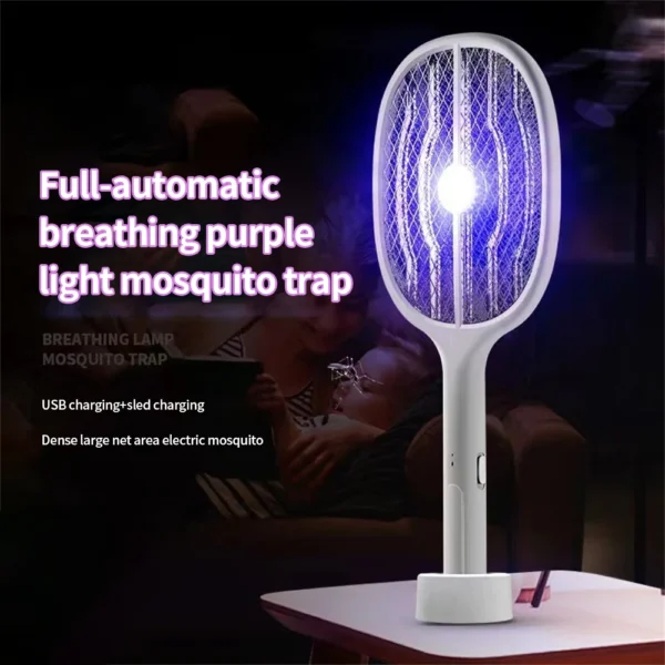 Xioami 3 IN 1 Electric Flies Swatter Killer Light Fly Zapper Racket Rechargeable Mosquito Trap Racket Anti Insect Bug Zapper - Image 4