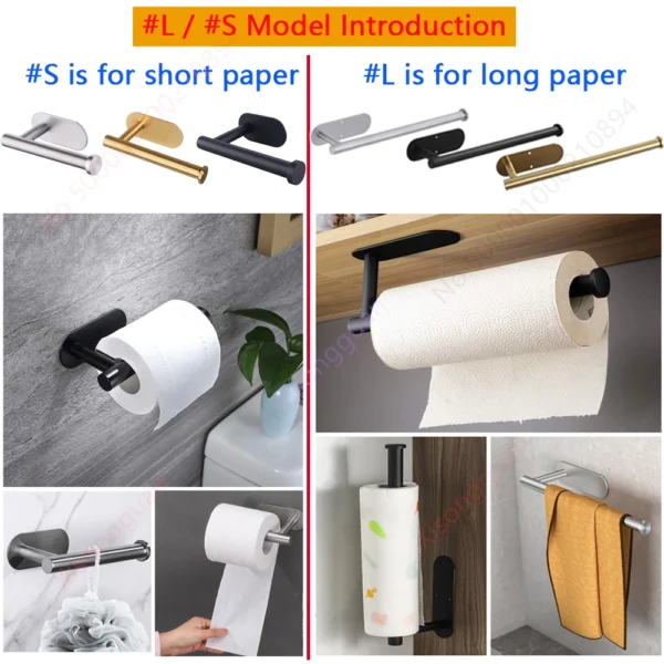 1/2PCS Kitchen Paper Towel Holder Toilet Paper Holder Adhesive Tissue Rack Napkin Dispenser Cabinet Storage Bathroom Accessories - Image 6