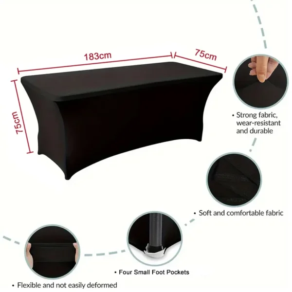 6FT Stretch Table Cover Elastic Stretchable Rectangular Folding Tablecloths for Home Parties Outdoors Table Protector - Image 4