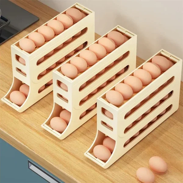 Automatic Scrolling Egg Rack Holder Storage Box Egg Basket Food Containers Egg Case Holder Refrigerator Storage Organizer - Image 2