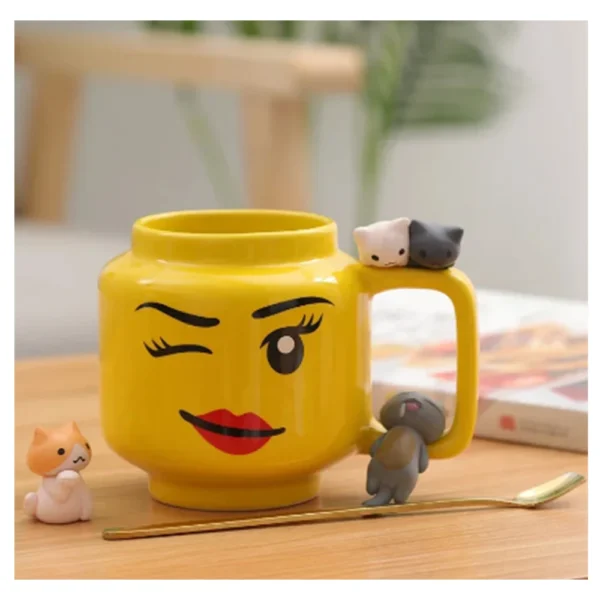 Cartoon Ceramic Mug Cup 250ML with Cute Impish Expression Figure Head Pattern Coffee Milk Tea Drinkware for Couple Friend Family - Image 3