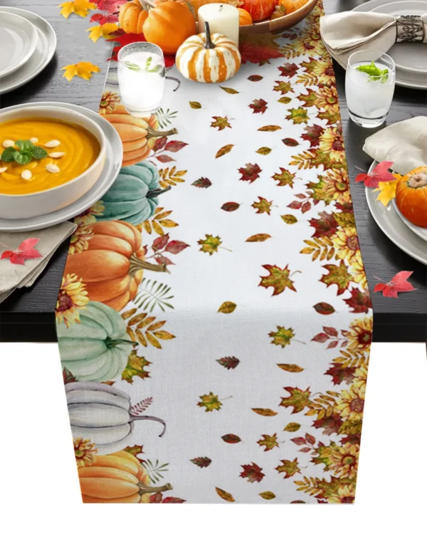 Thanksgiving Autumn Maple Leaves Table Runner Christmas Dinner Table Cloth Wedding Party Decor Cotton Linen Tablecloth - Image 4