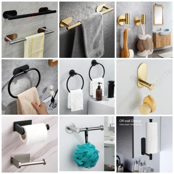 Adhesive Paper Towel Holder For Kitchen Napkin Rack Toilet Paper Holder Tissue Dispenser Cabinet Storage Bathroom Accessories - Image 5