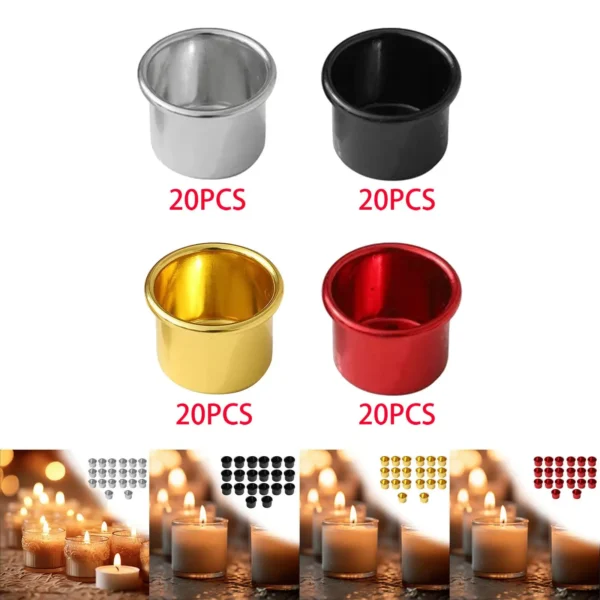 20 Pieces Metal Candlestick Ornament Desktop Candle Making Candle Cup for Living Room Halloween Birthday Dinner Festival - Image 3