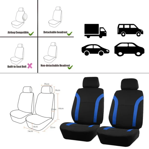 AUTO PLUS Sports Universal Polyester Car Seat Cover Set Fit Most Car Plain Fabric Bicolor Stylish Car Accessories Seat Protector - Image 6