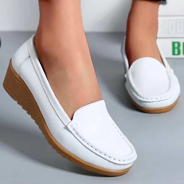 Leather Shoes For Women Flats White Black Loafers With Heels Shoes Casual Women's Moccasins Slip On Flat Shoes Summer Footwear