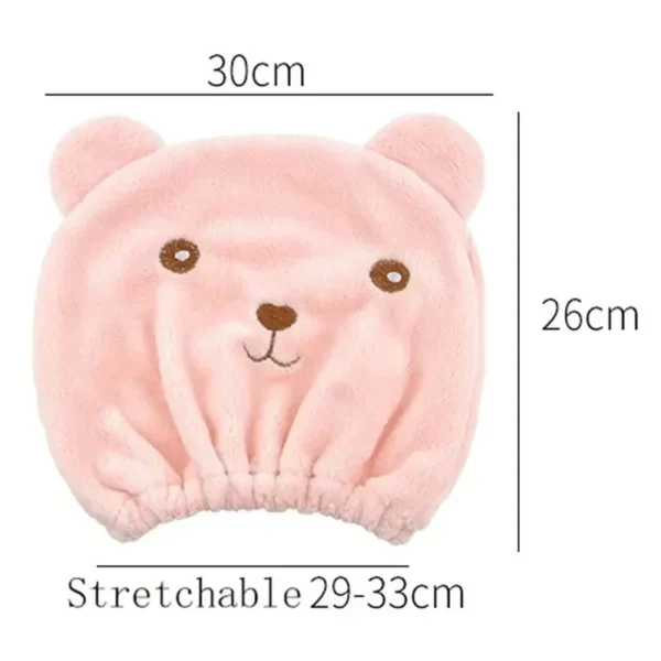 Super Absorbent Hair Drying Bath Towel Cap Cute Cartoon Bear Microfibre Soft Dry Hair Wrap Bathroom Accessories Bonnets - Image 5