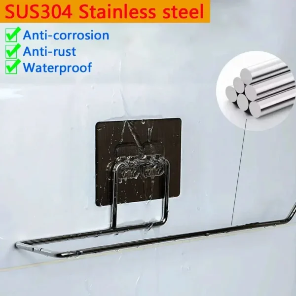 2pcs Kitchen Tissue Holder, Non Perforated Stainless Steel Toilet Paper Holder, Tissue Dispenser - Image 5