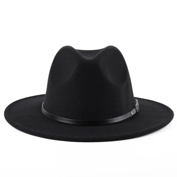 Fedora Hat For Men Women Solid Color Imitation Woolen Jazz Caps Elegant Female British Retro Wide Brim Cap Church Wedding Bowler - Image 3