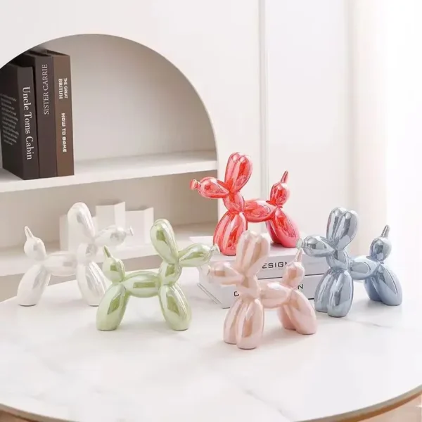 Nordic Ceramic Balloon Dog Abstract Ornament Creative Sculpture Study Room Statue Home Office Accessories Festival Decoration