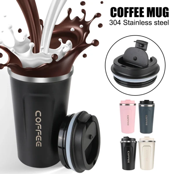 Thermo Cafe Car Thermos Mug for Tea Water Coffee Leak_Proof Travel Thermo Cup Coffee Mug 380/510ML Double Stainless Steel