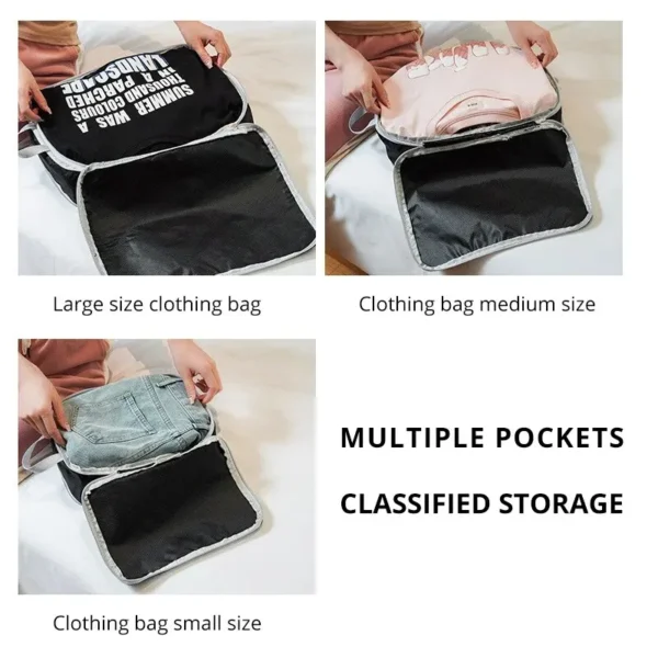 3Pcs/set Black/Blue/Grey Compressible Travel Storage Bag Portable Large Capacity Storage Bag Suitcase Luggage Packing Cubes - Image 4