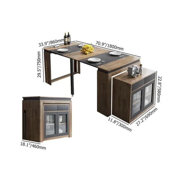 Modern Extendable Dining Table Rectangle Sideboard With Storage - Image 6