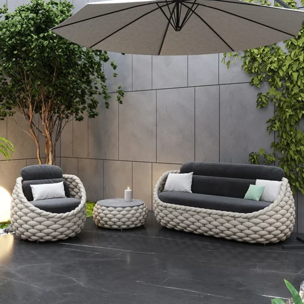 Fulin Modern luxury design aluminum outdoor furniture set outdoor lounge furniture, wicker outdoor furniture - Image 2