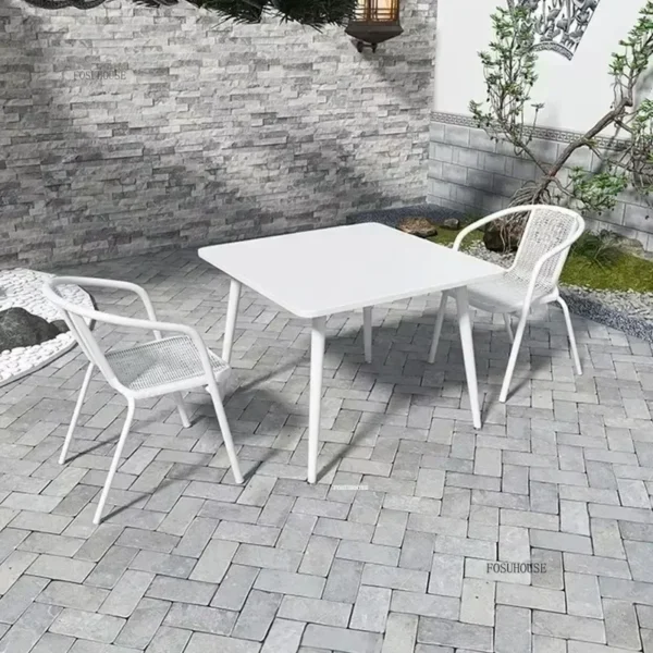 Modern Weave Outdoor Garden Furniture Sets Balcony Outdoor Furniture Sets Retro Chair Restaurant Hotel Leisure Table Chairs - Image 3