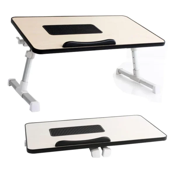 Handcrafted Lap Table with Cooling Fan, Adjustable Wood Folding Laptop Study Table for Bed and Sofa