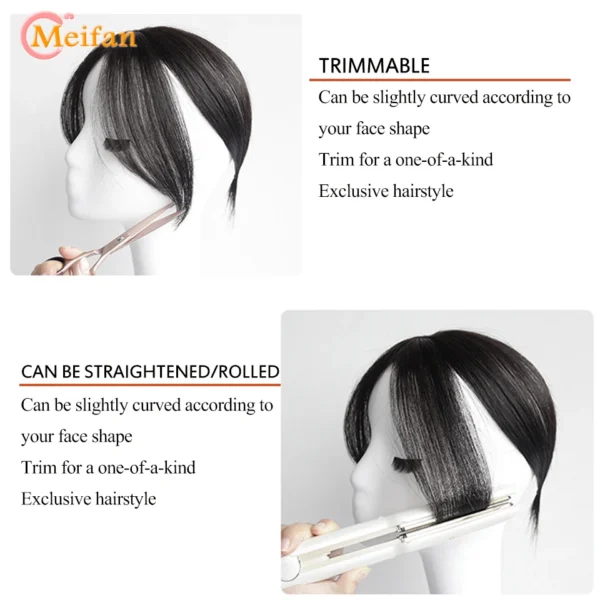 MEIFAN Synthetic Topper Hairpiece False Bang Clip-In Bangs Extension Natural Fake Fringe Invisible Clourse Hairpiece for Women - Image 3