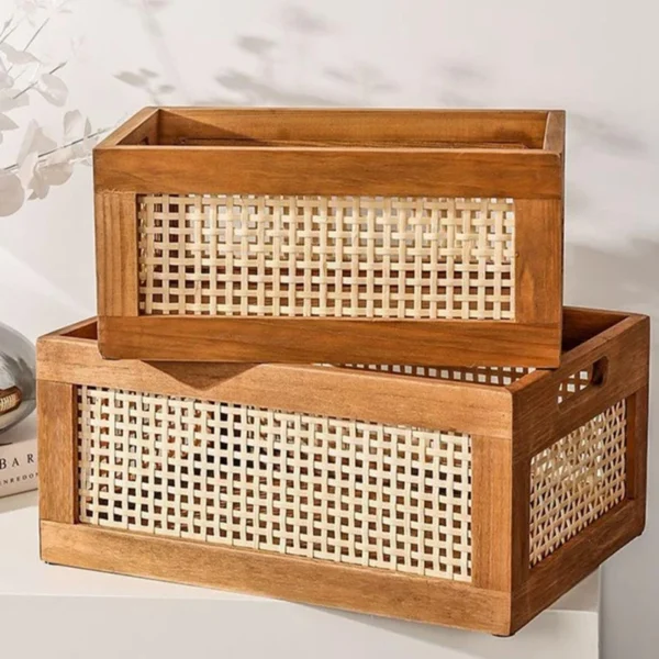 Decorative Basket Book Storage Woven Baskets For Storage Basket Organizing Nursery Bedroom Rattan Bathroom - Image 2