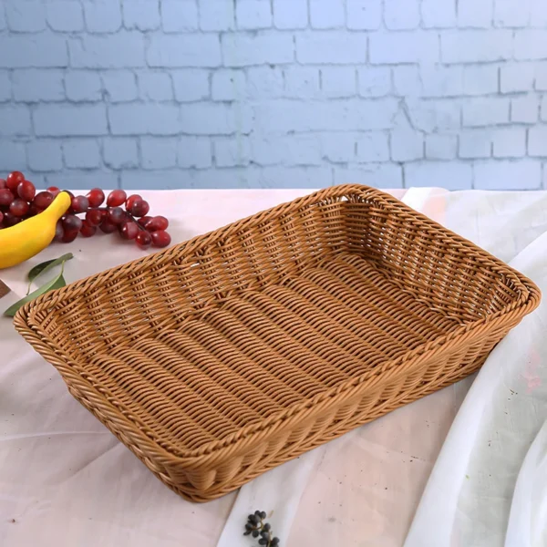 Cotton Rope Products Storage Frame Basket Imitation Rattan Iron Wire Woven Desktop Toy Kitchen Storage Basket - Image 3