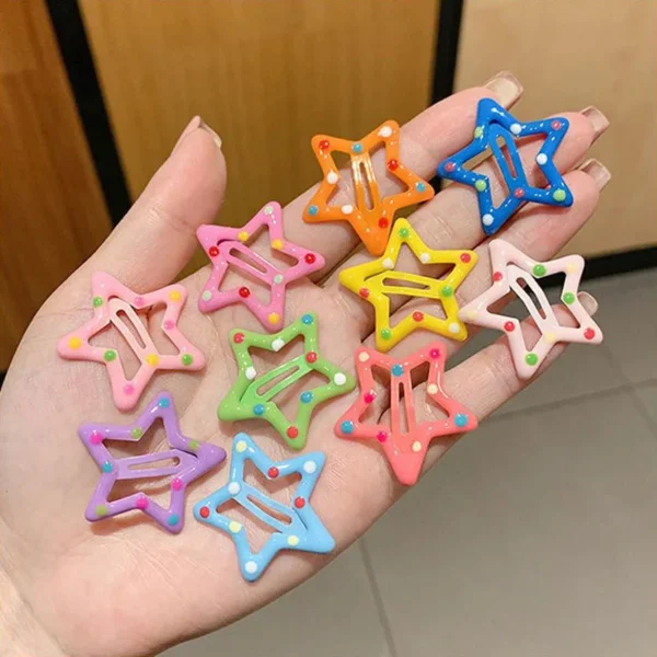 10pcs/set Cute Colorful Star Waterdrop Shape Hair Clips For Girls Children Lovely Hair Decorate Hairpins Kids Hair Accessories - Image 6