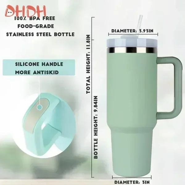 Water Bottle Insulated Tumbler with Handle Straw Double Wall Thermal Iced Travel Cup Car Thermos Mug Perfect Gift - Image 6